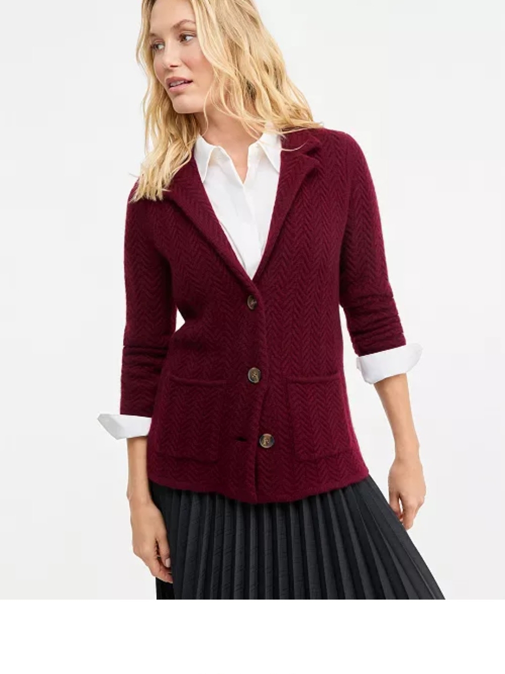 Charter Club Burgundy Notch-Collar Knit Cardigan